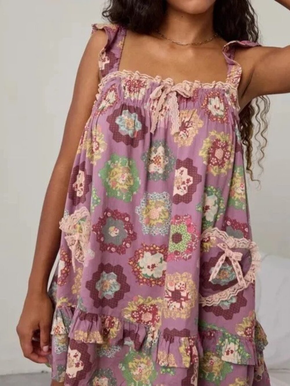 Urban Outfitters Out From Under Hearts Desire Lace Trim Lounge Dress XL 290194